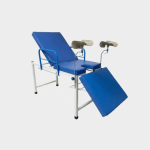 Gynae Table with mattress and lithotomy poles - powder coated